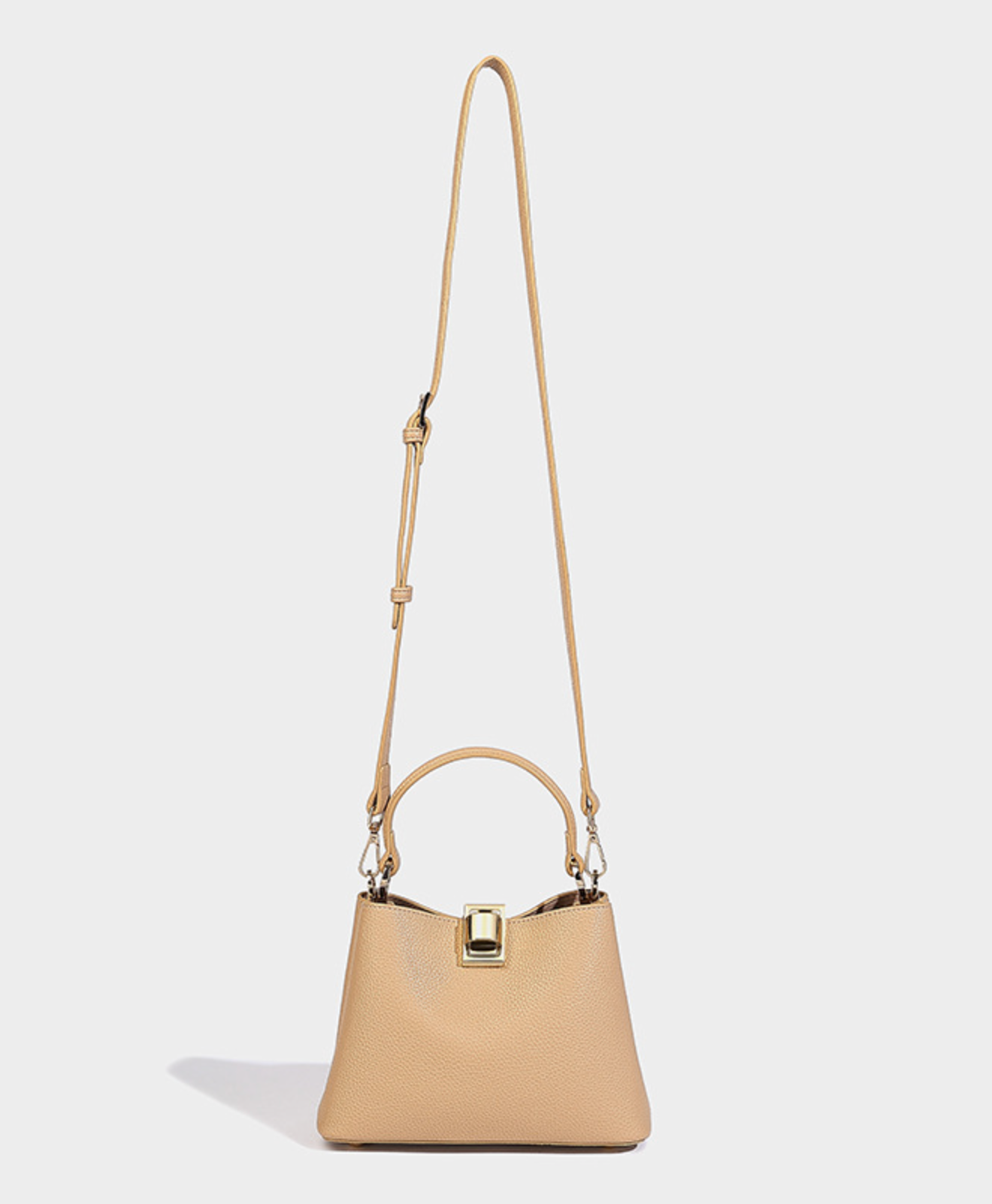 Textured Leather Handbag with Gold Push-Lock – NOVIR