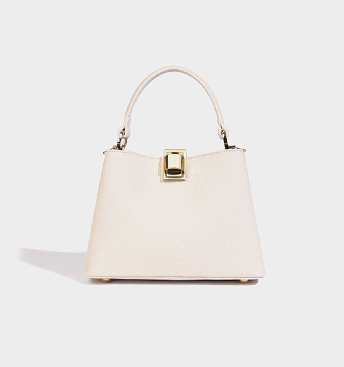 Textured Leather Handbag with Gold Push-Lock – NOVIR