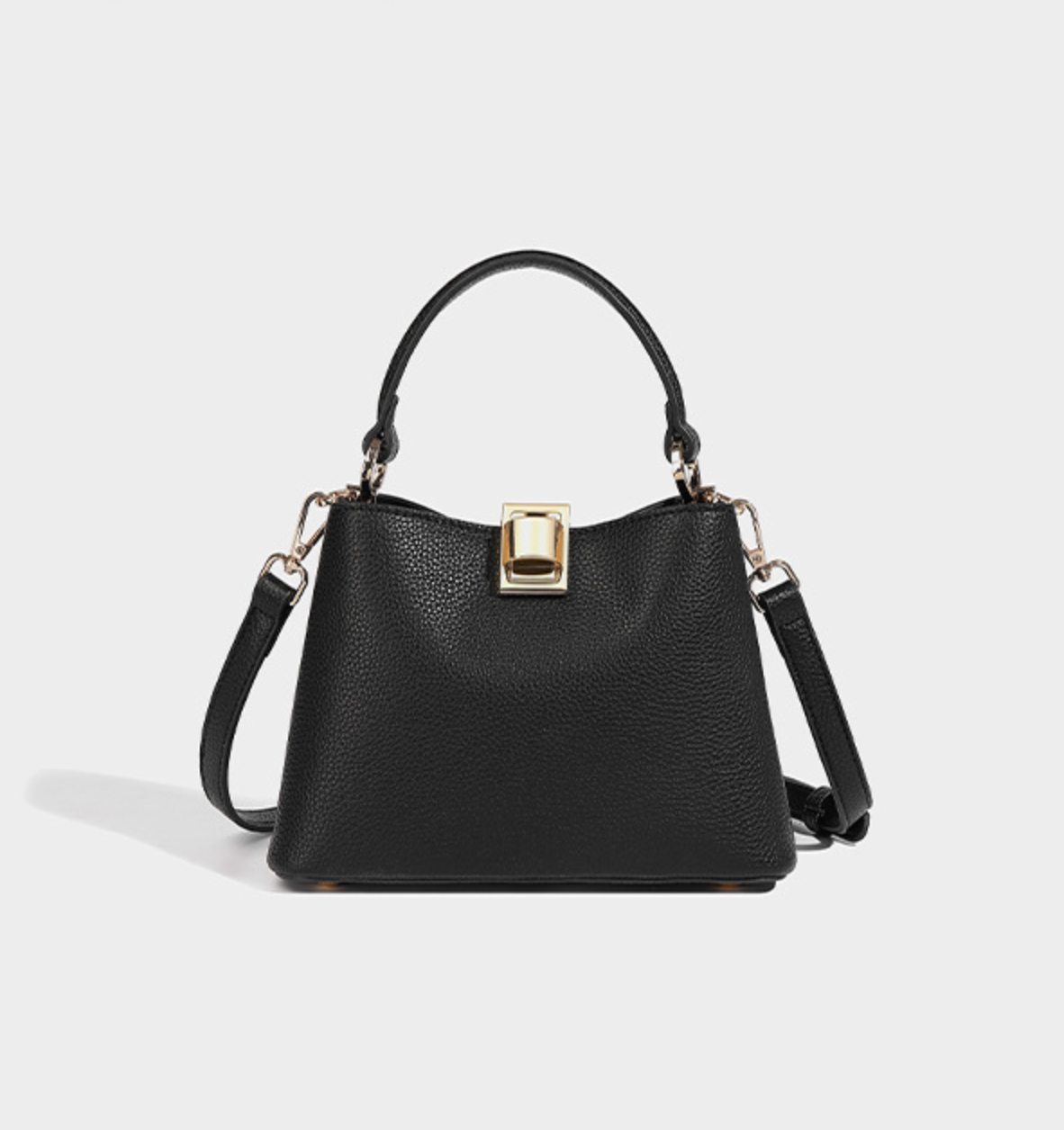Textured Leather Handbag with Gold Push-Lock – NOVIR