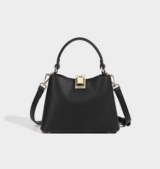 Textured Leather Handbag with Gold Push-Lock – NOVIR