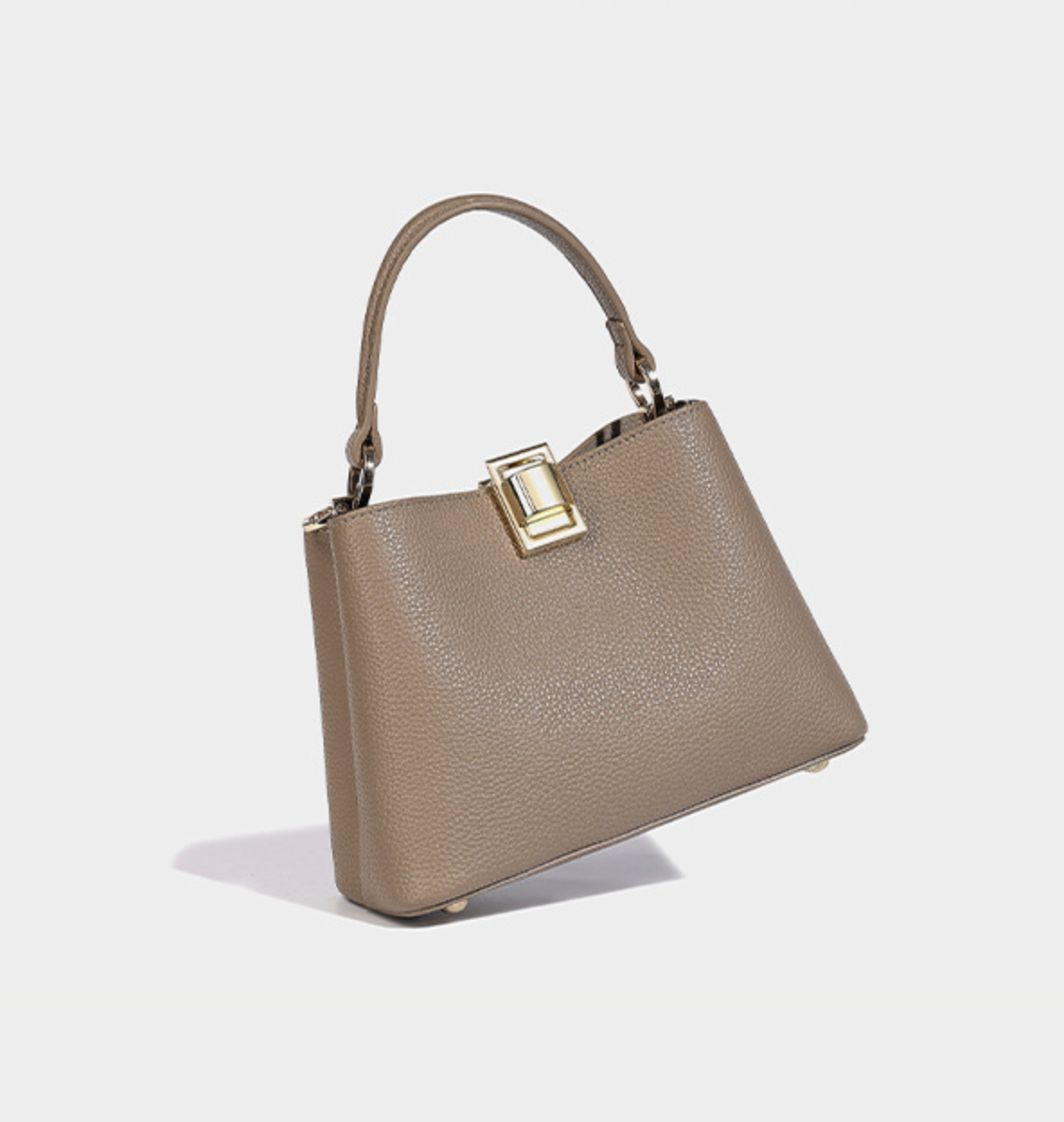 Textured Leather Handbag with Gold Push-Lock – NOVIR