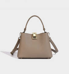 Textured Leather Handbag with Gold Push-Lock – NOVIR