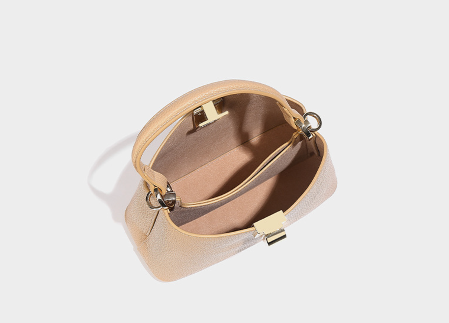 Textured Leather Handbag with Gold Push-Lock – NOVIR