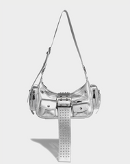 Metallic Buckled Shoulder Bag with Utility Pockets – NOVII