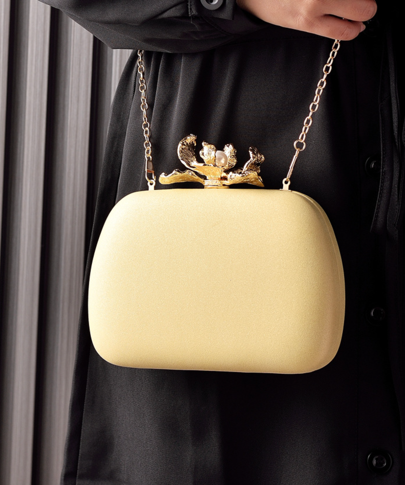 Velvet Box Clutch with Gold Orchid Clasp – LUNIE