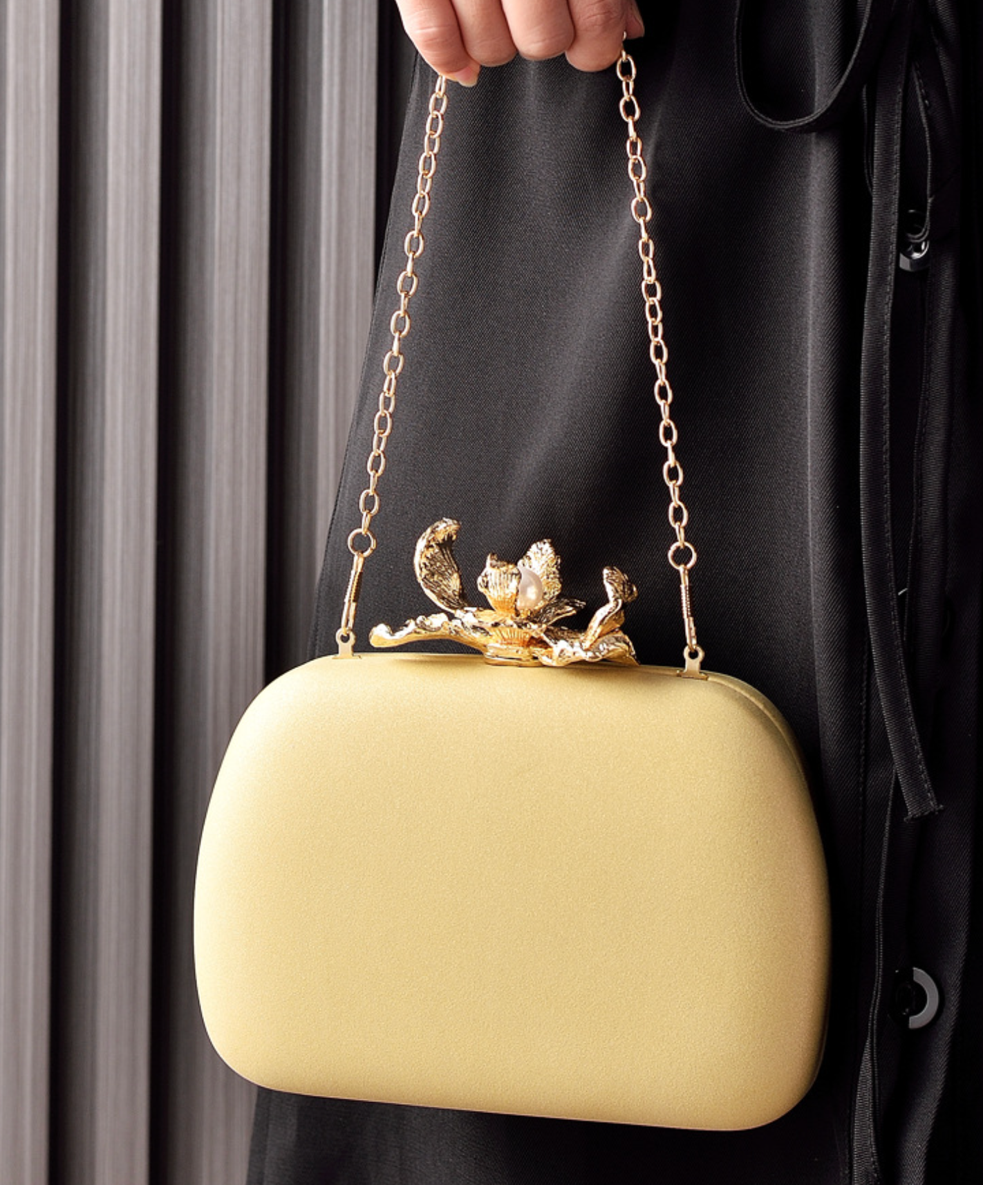 Velvet Box Clutch with Gold Orchid Clasp – LUNIE