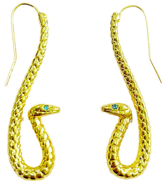 snake-shaped drop earrings with textured scales - Varty