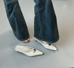 pointed toe leather mules with metallic dome detail – VORIN