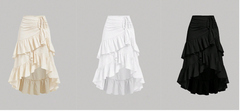 High-low ruffled midi skirt with ruched waist – Serytu