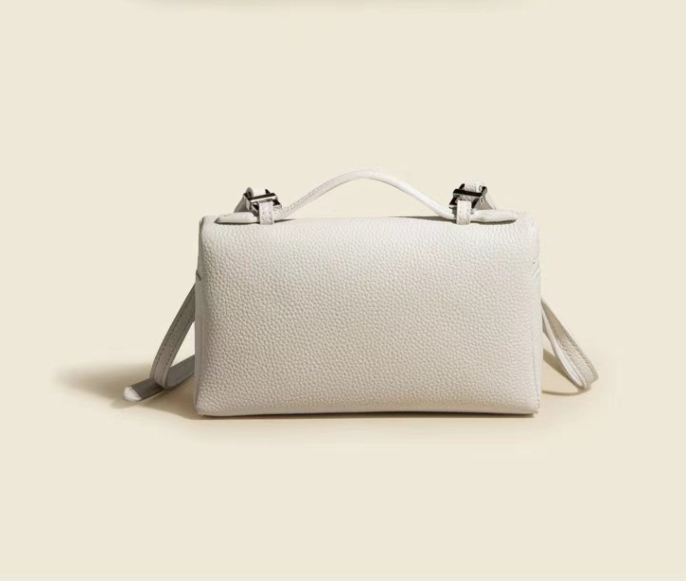 textured leather crossbody with top handle - ARYA