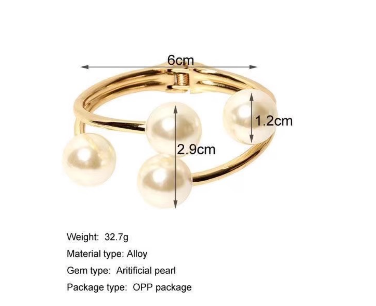gold open cuff bracelet with oversized pearls – MILA