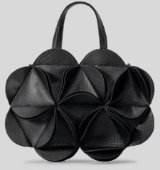 sculpted leather tote bag with floral 3D panels – BLWEQ