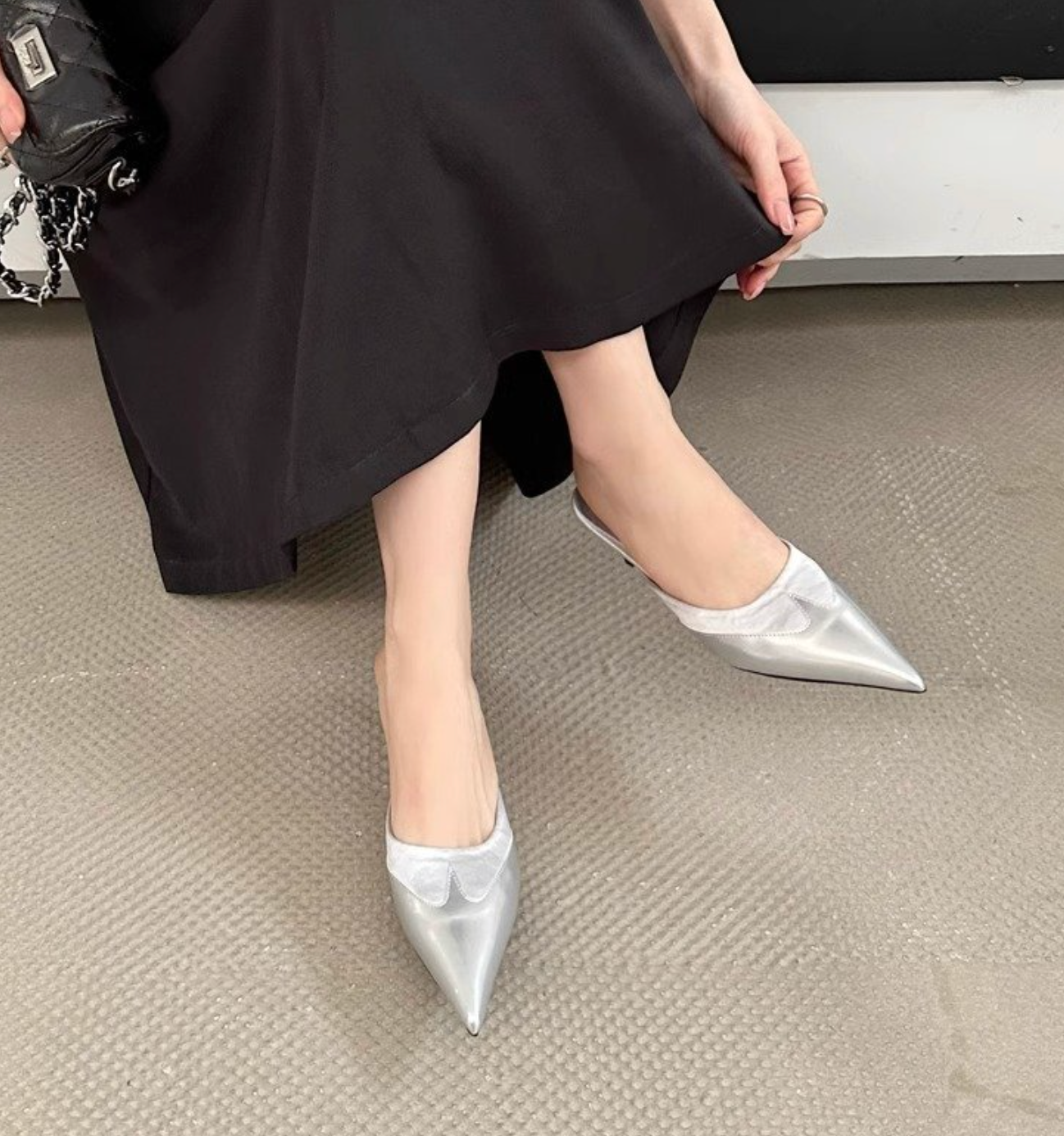 metallic leather mules with tan flame detail – ZEREINA