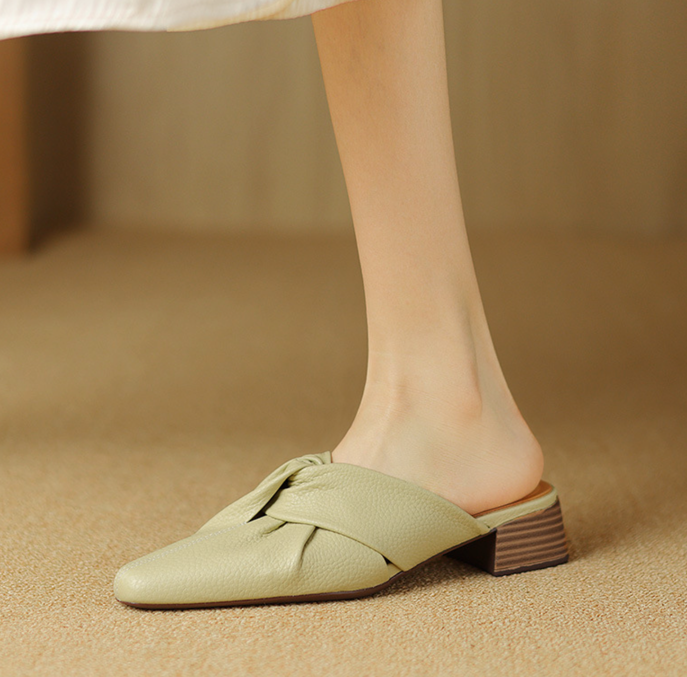 knotted faux leather mules with stacked block heels – AVIA