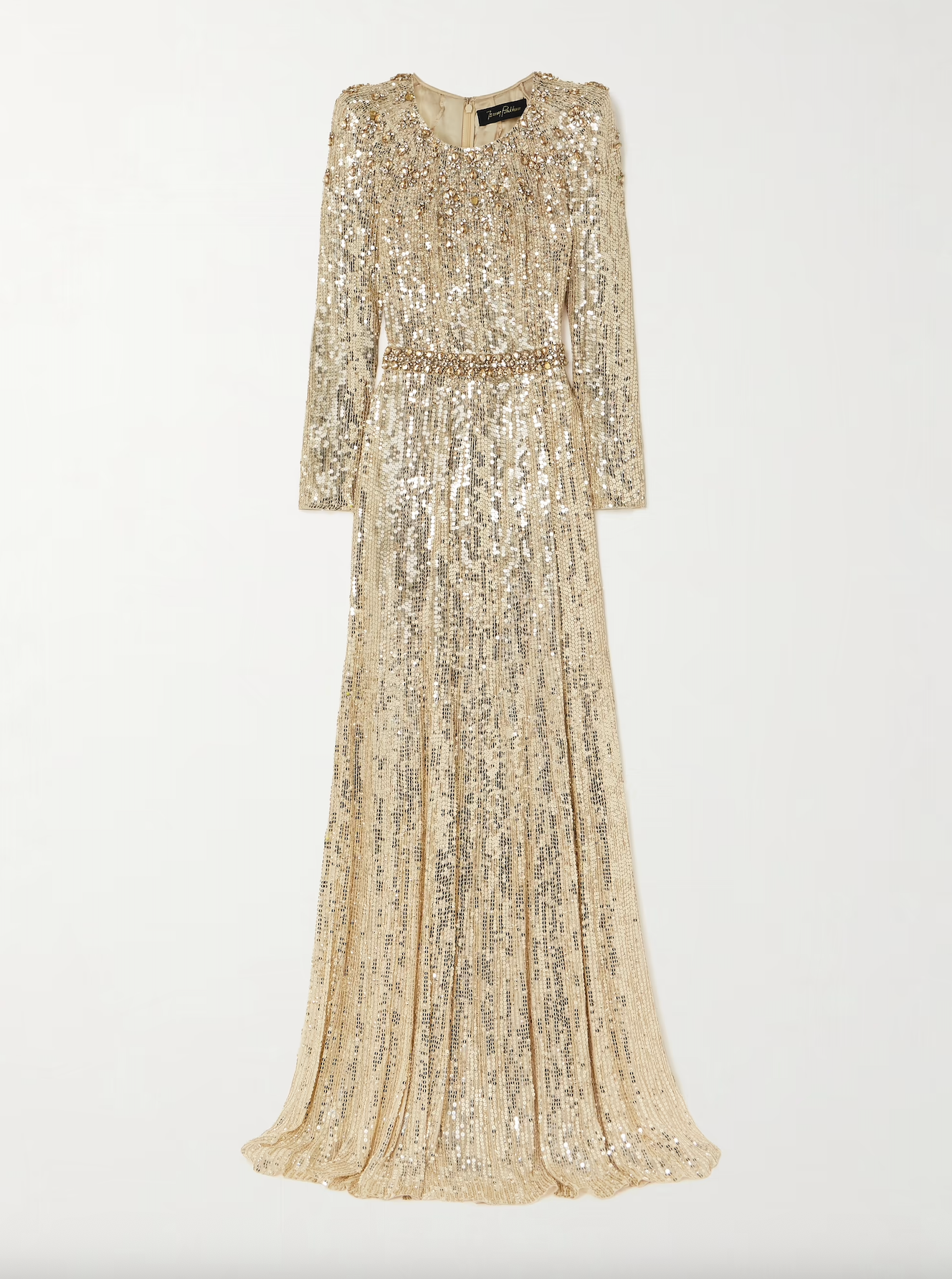 off-shoulder column dress with metallic gold feathers – AURIRA