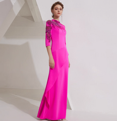 asymmetric column dress with embellished shoulder - AZALEA