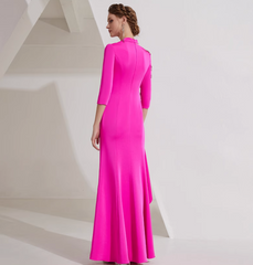 asymmetric column dress with embellished shoulder - AZALEA