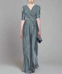 metallic wrap jumpsuit with fringe shoulders – STELLA