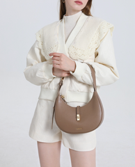 crescent shoulder bag with gold lock – LUNARA