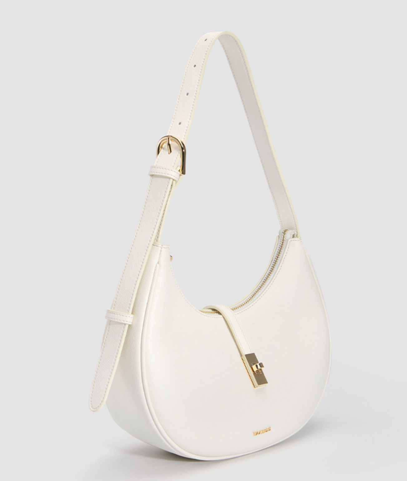crescent shoulder bag with gold lock – LUNARA