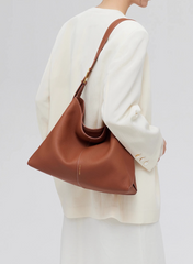 sculpted wristlet hobo bag in saddle brown – LAYNA