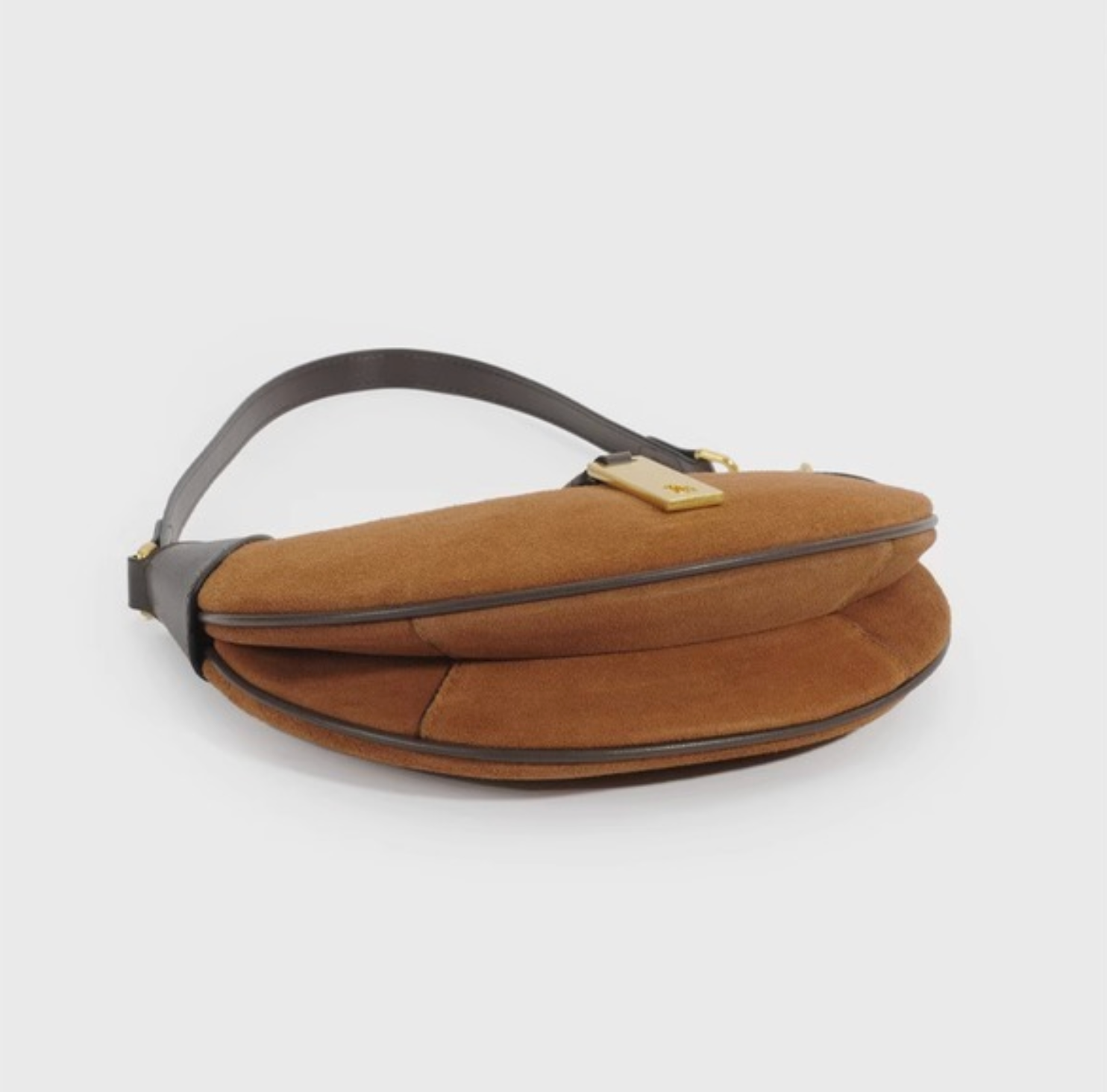 crescent shoulder bag with gold bar accent – RAVEN