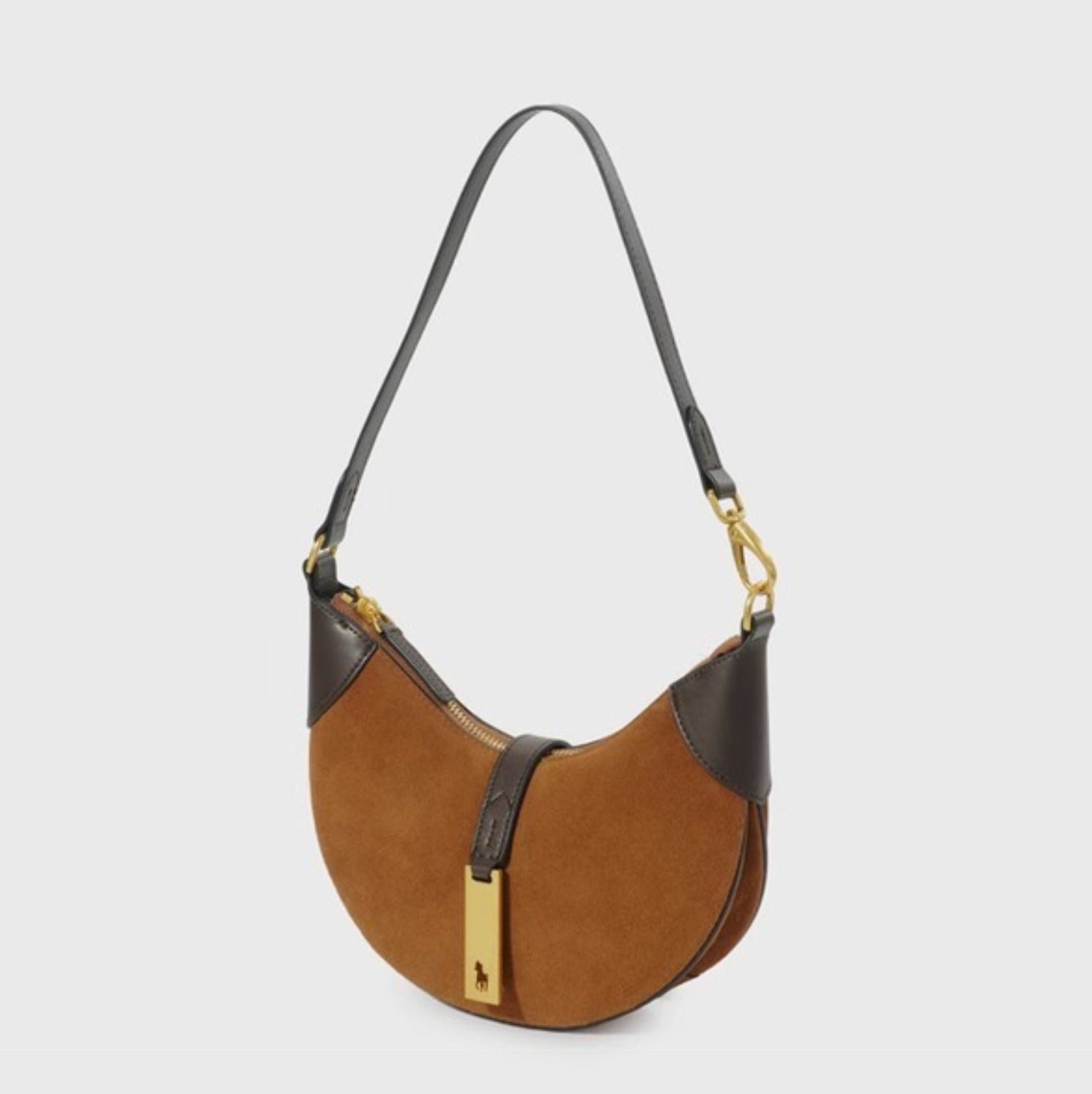 crescent shoulder bag with gold bar accent – RAVEN