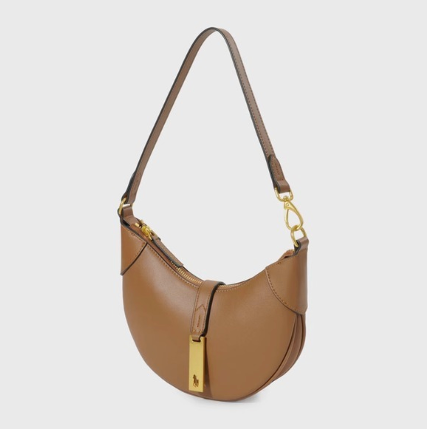 crescent shoulder bag with gold bar accent – RAVEN
