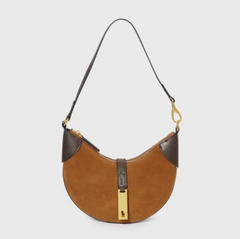 crescent shoulder bag with gold bar accent – RAVEN