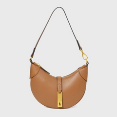 crescent shoulder bag with gold bar accent – RAVEN