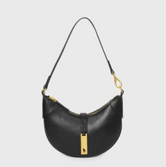 crescent shoulder bag with gold bar accent – RAVEN