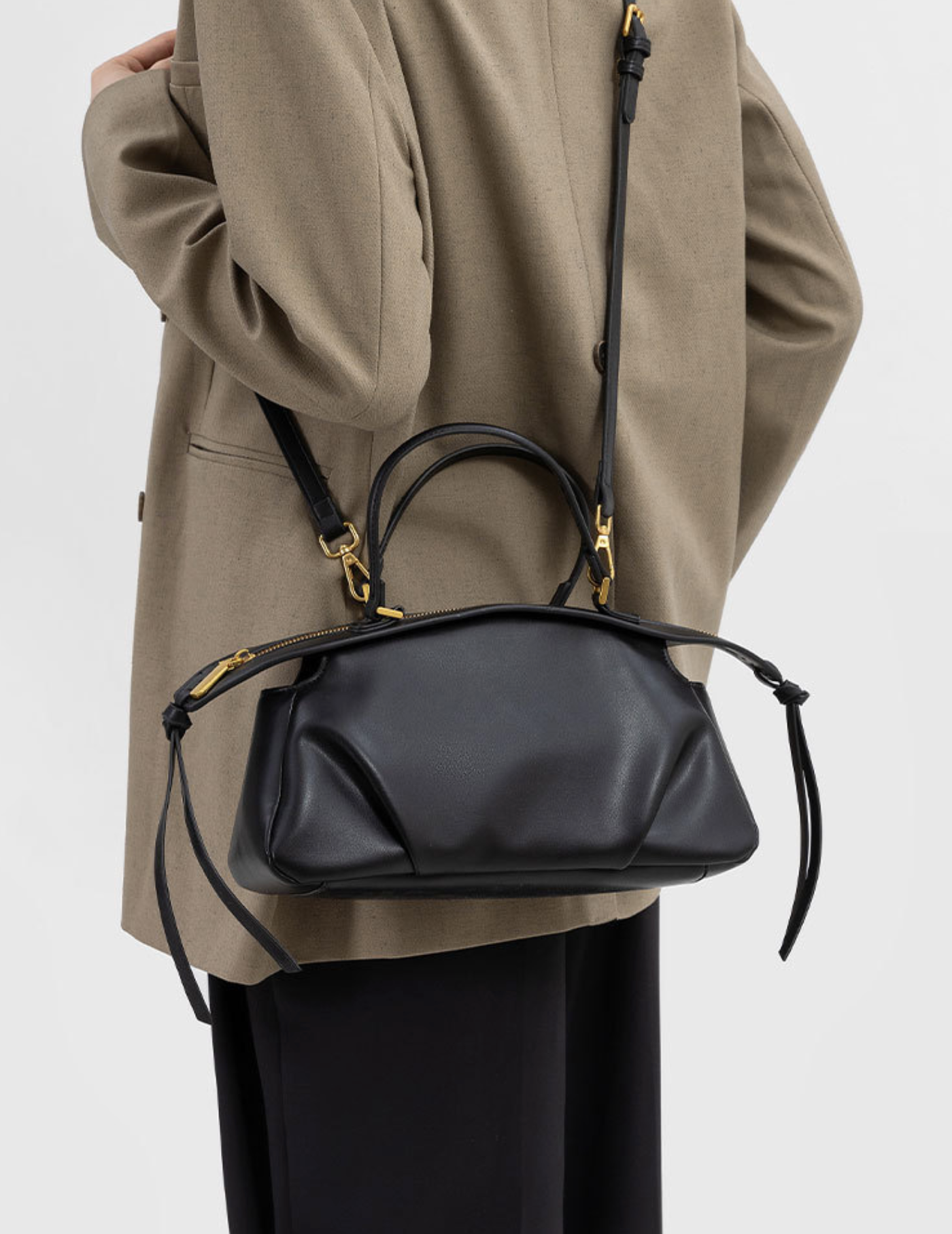 structured satchel bag in ivory cream – ELARA