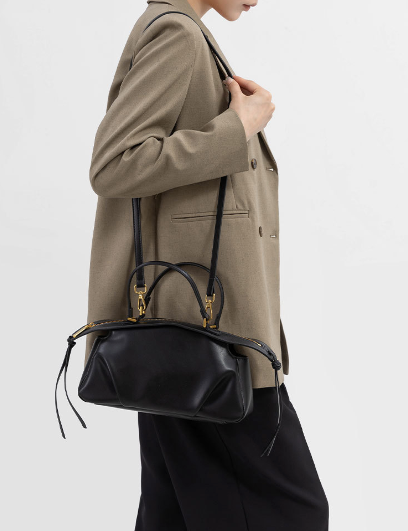 structured satchel bag in ivory cream – ELARA