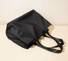 zip-top nylon tote bag in black – SANA