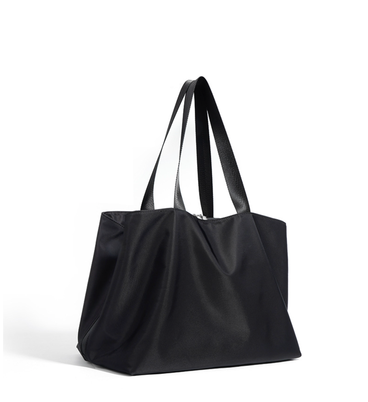 zip-top nylon tote bag in black – SANA
