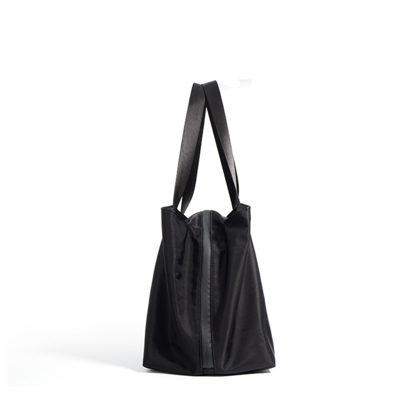 zip-top nylon tote bag in black – SANA