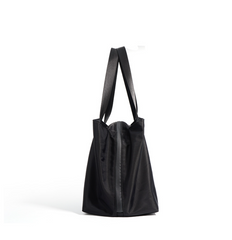 zip-top nylon tote bag in black – SANA