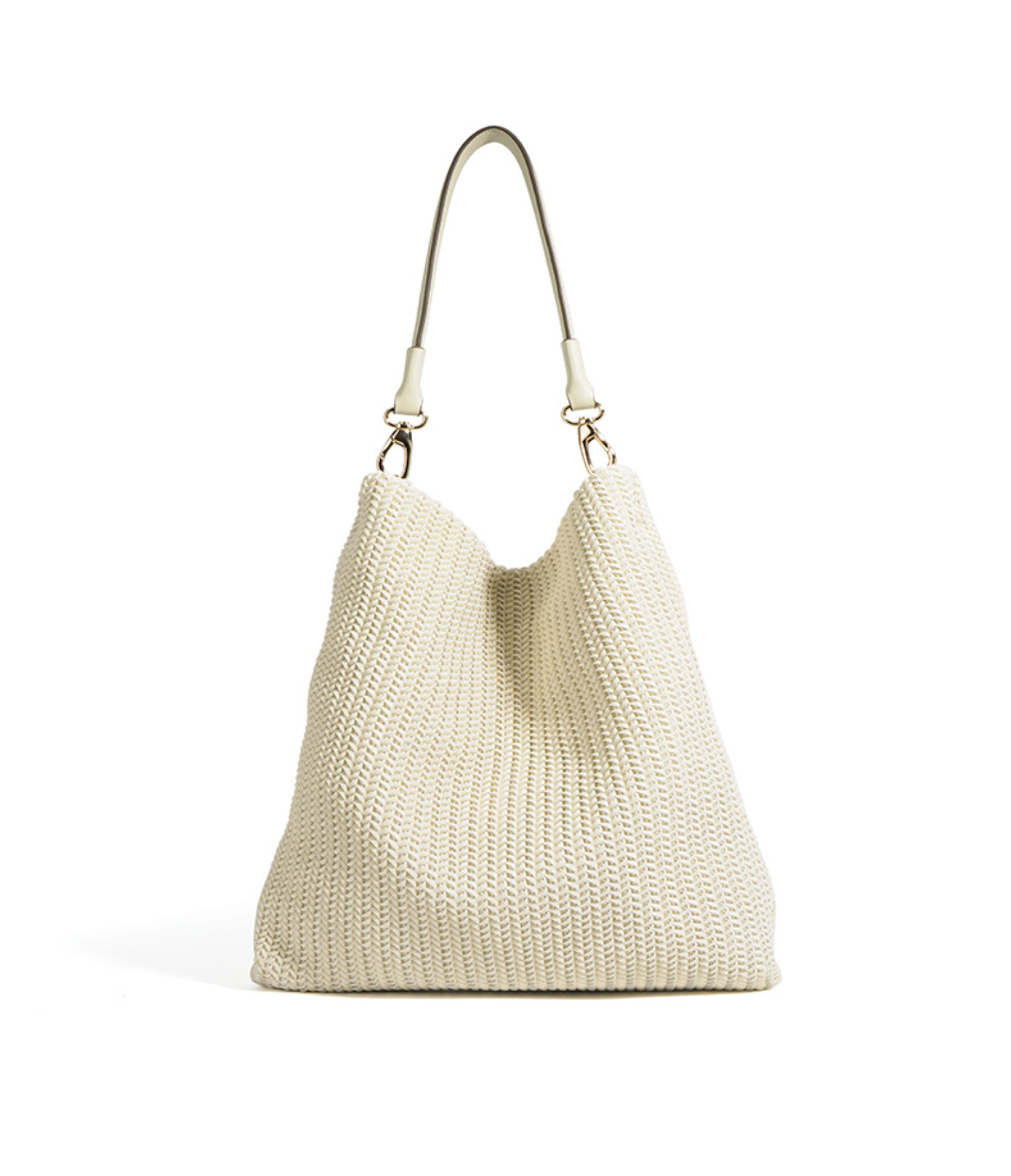 woven shoulder hobo in ivory – NOX