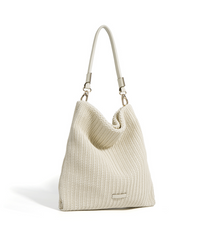 woven shoulder hobo in ivory – NOX