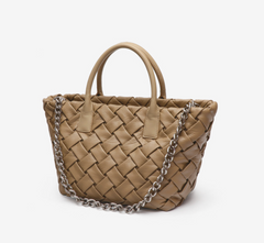 quilted woven tote with chain strap – DAKOTA