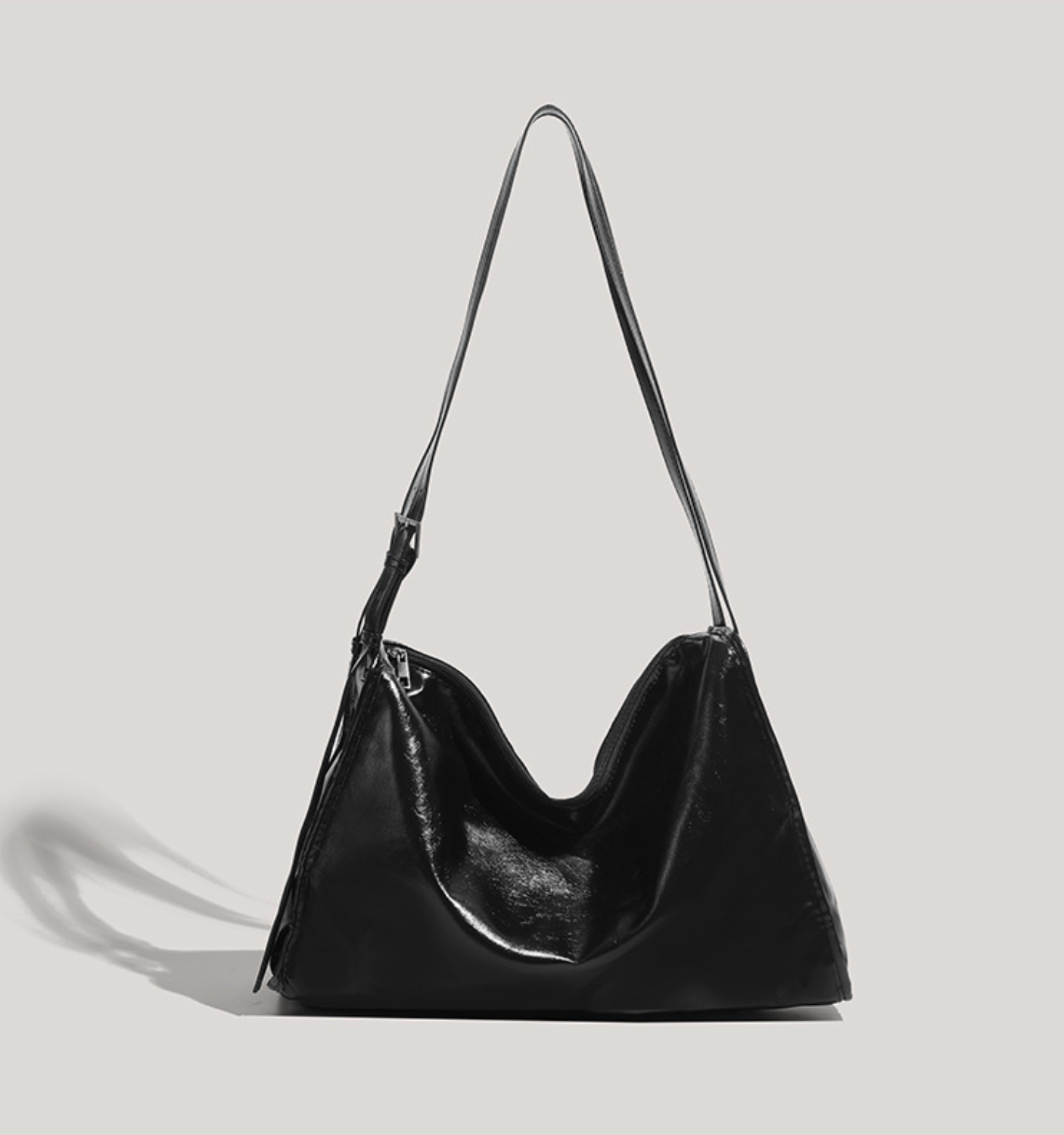glossy soft-structure hobo in espresso – LIVYN