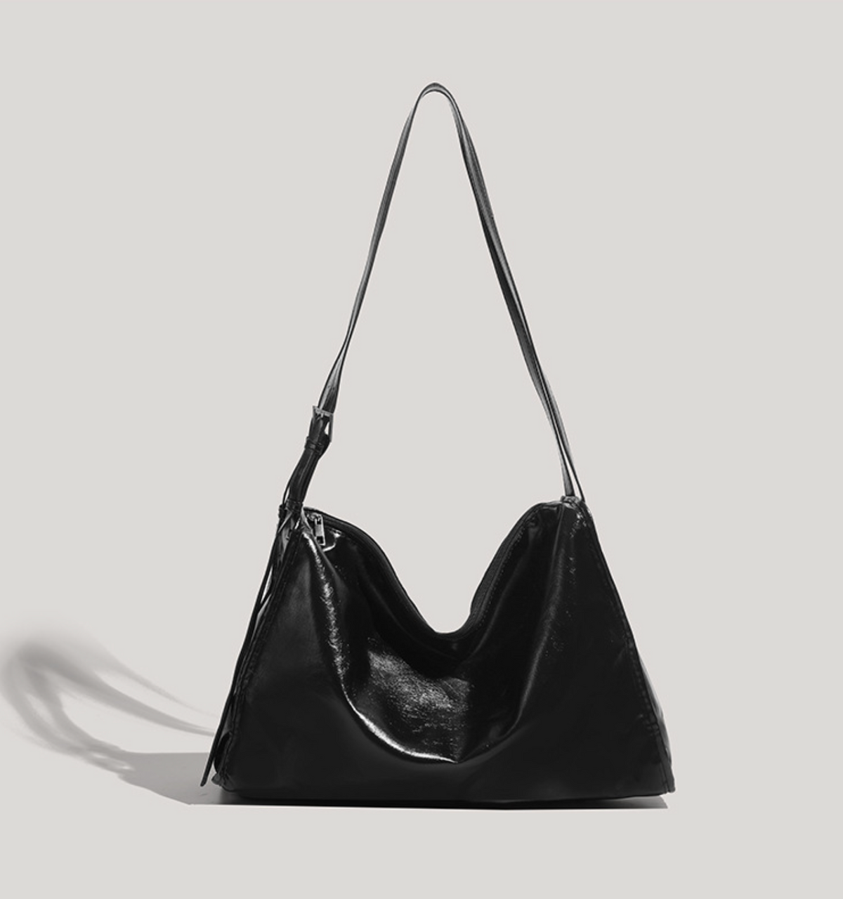 glossy soft-structure hobo in espresso – LIVYN