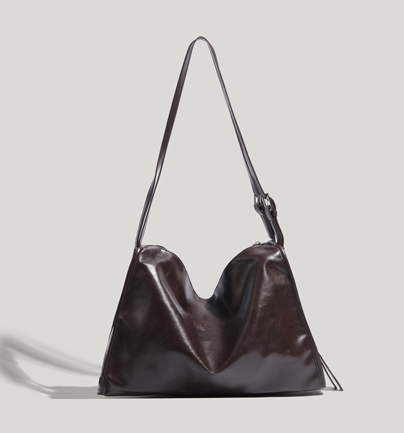 glossy soft-structure hobo in espresso – LIVYN