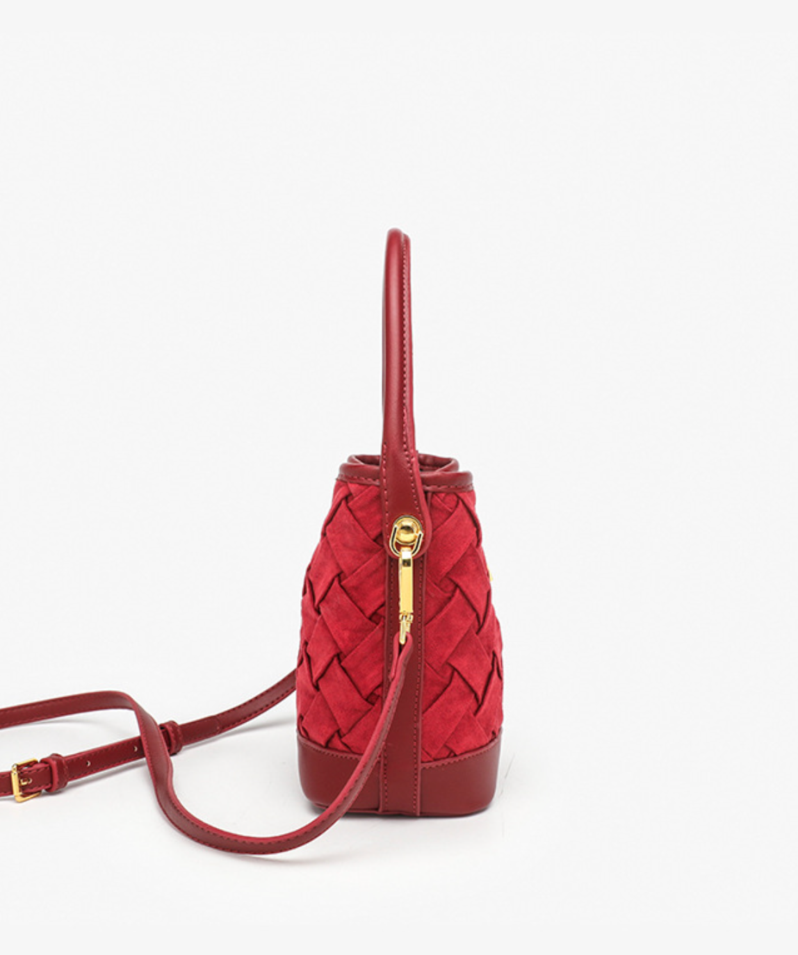 woven bucket bag with gold clasp – RUBINA