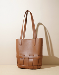 tall woven-hem tote bag – NOIR