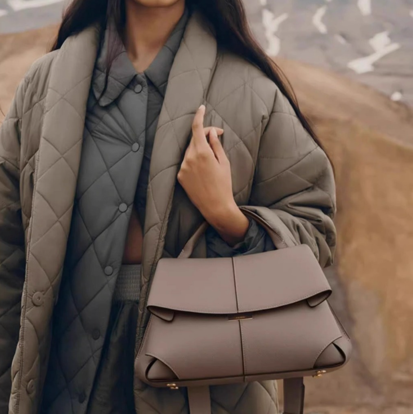 folded flap leather top-handle bag – VERA