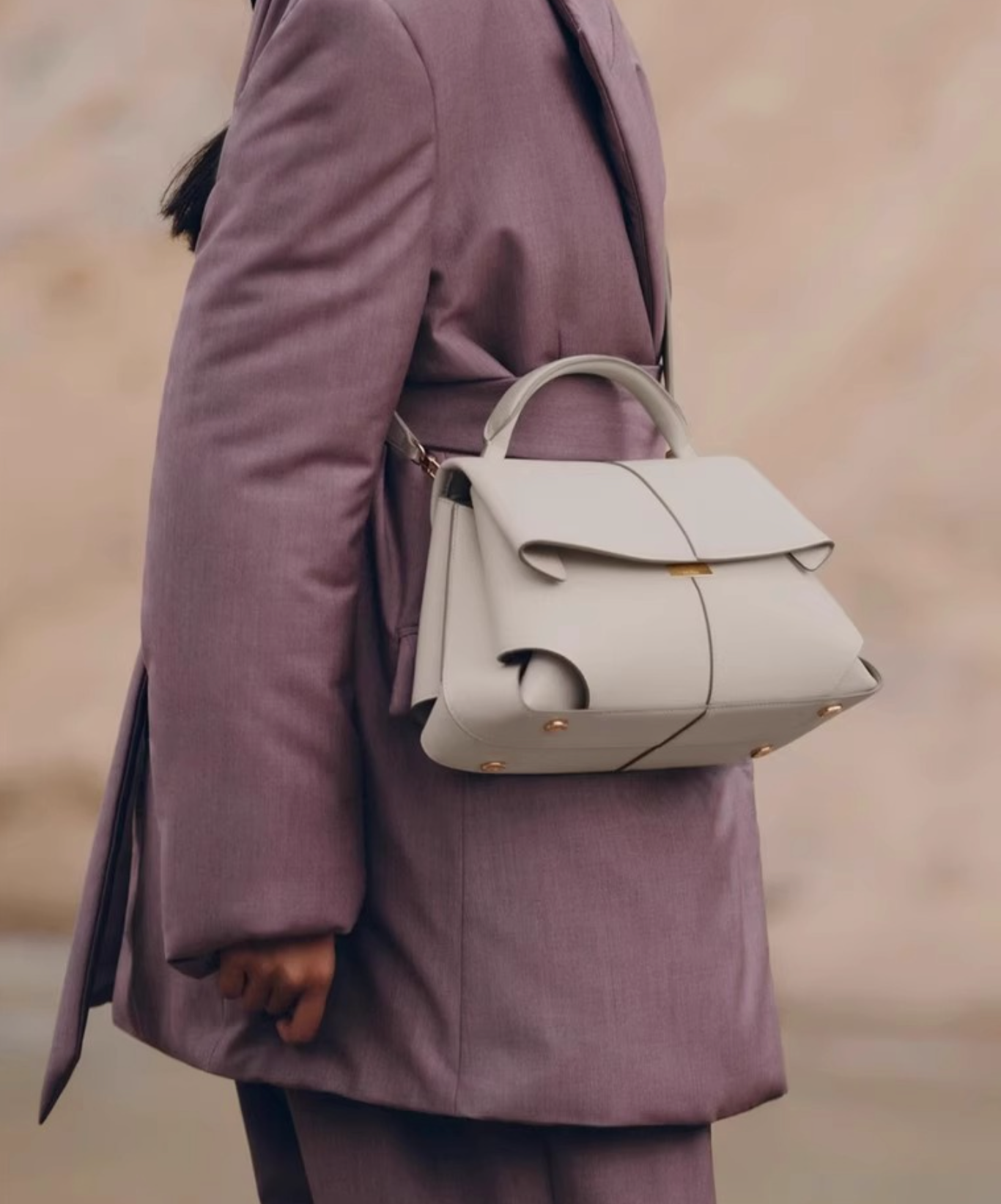 folded flap leather top-handle bag – VERA