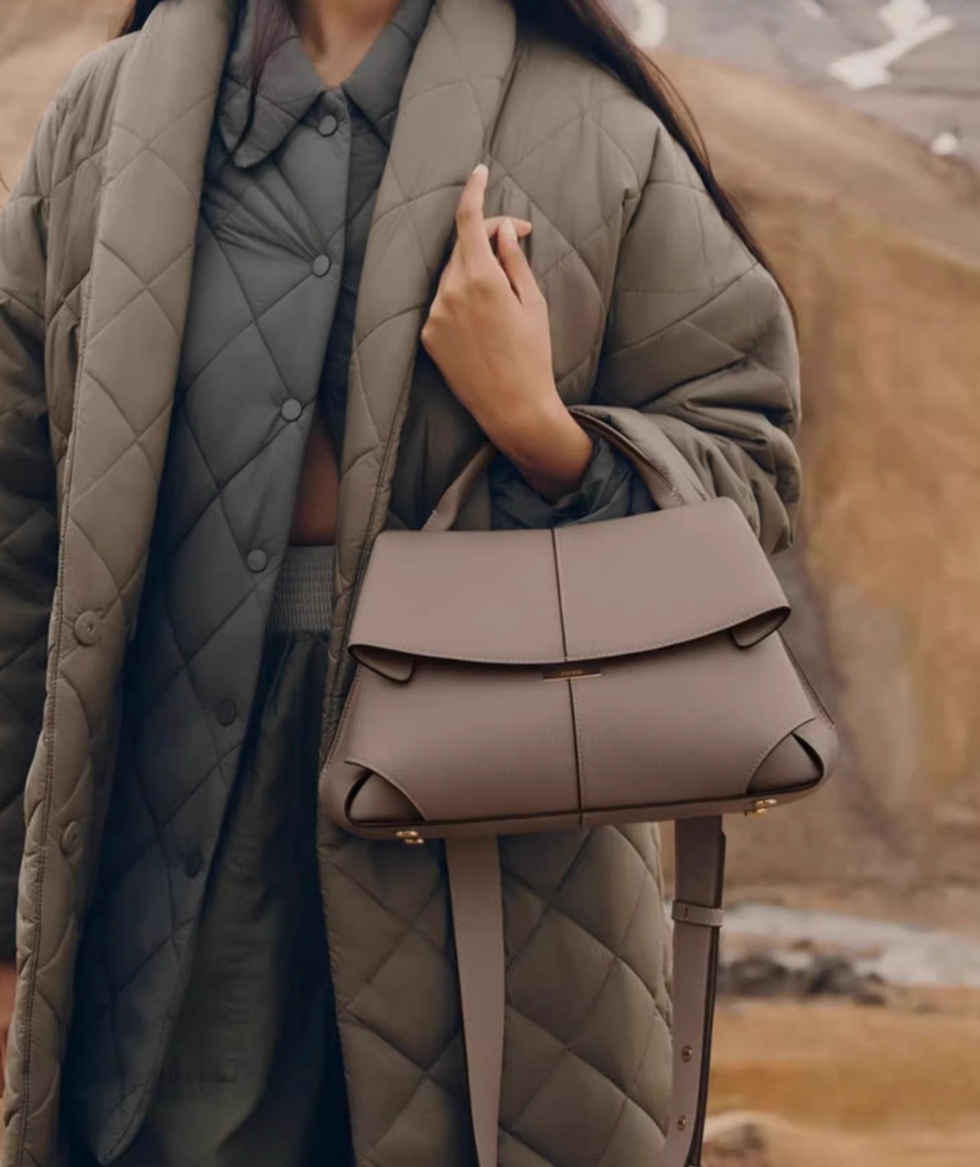 folded flap leather top-handle bag – VERA