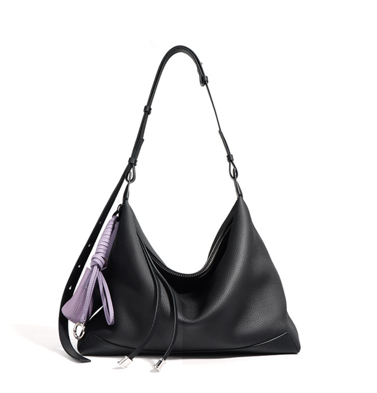 slouchy hobo shoulder bag with tassel charm – LYRA