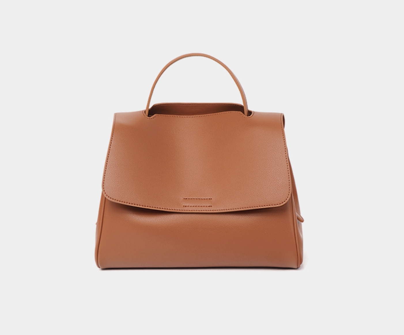structured flap top-handle bag in caramel leather – ARIZ